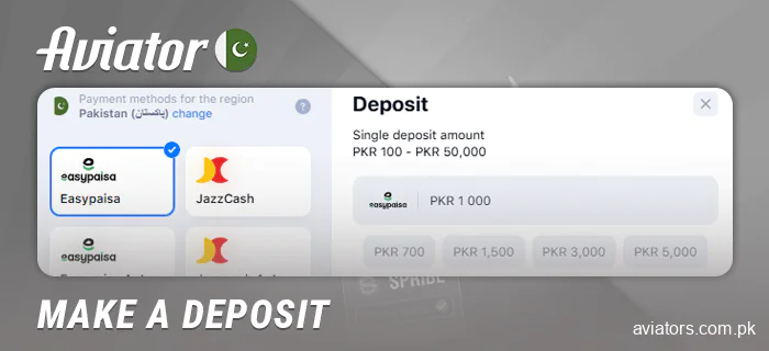 Make a deposit at the casino to bet at Aviator