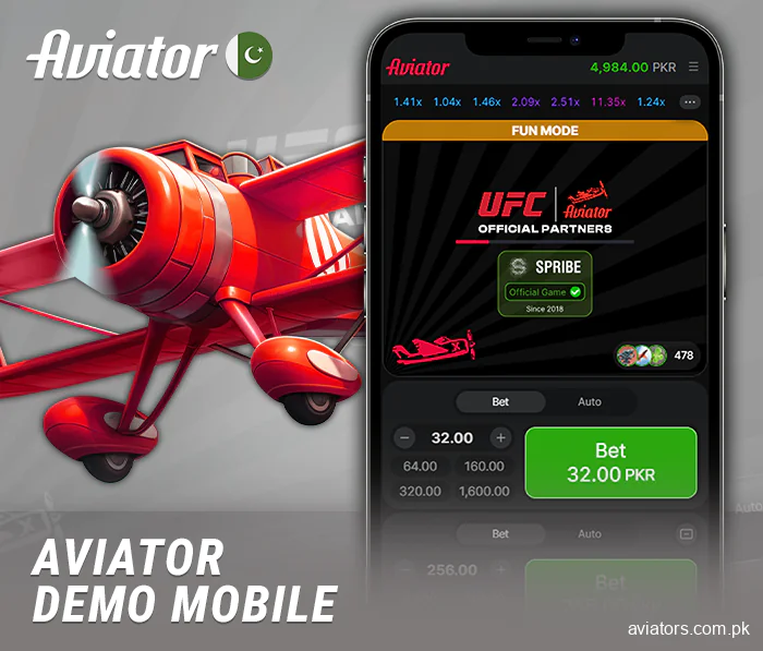 Aviator demo mode for playing via mobile devices
